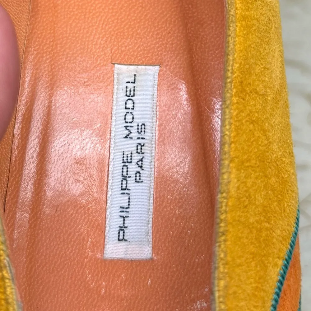 Philippe Model Suede Multicolor Colorblock Heels 37.5 (Fits US 8–8.5) Yellow - Image 6