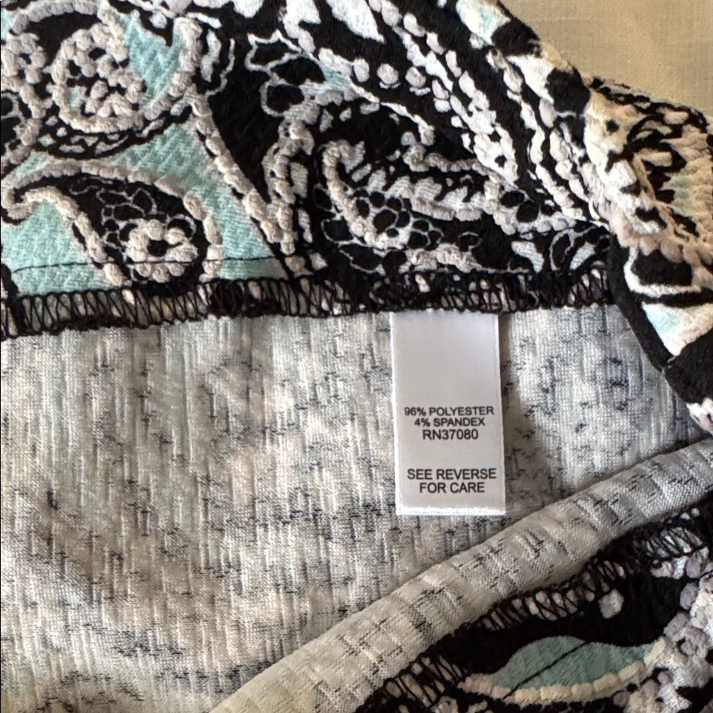 Chic Black and Blue Patterned Pencil Skirt Size L - Image 3