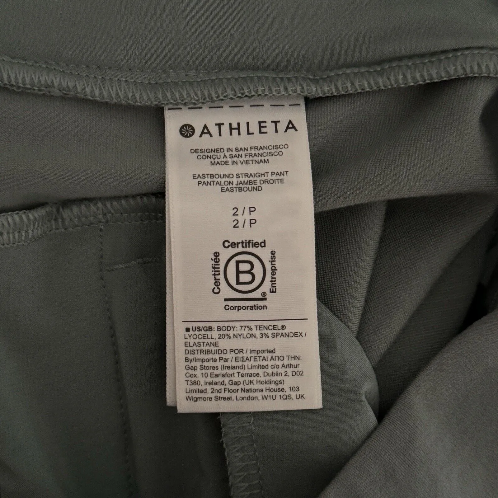 Athleta Pants Women 2‎ Petite Gray Sage Green Eastbound Straight Pant Athleisure - Image 8