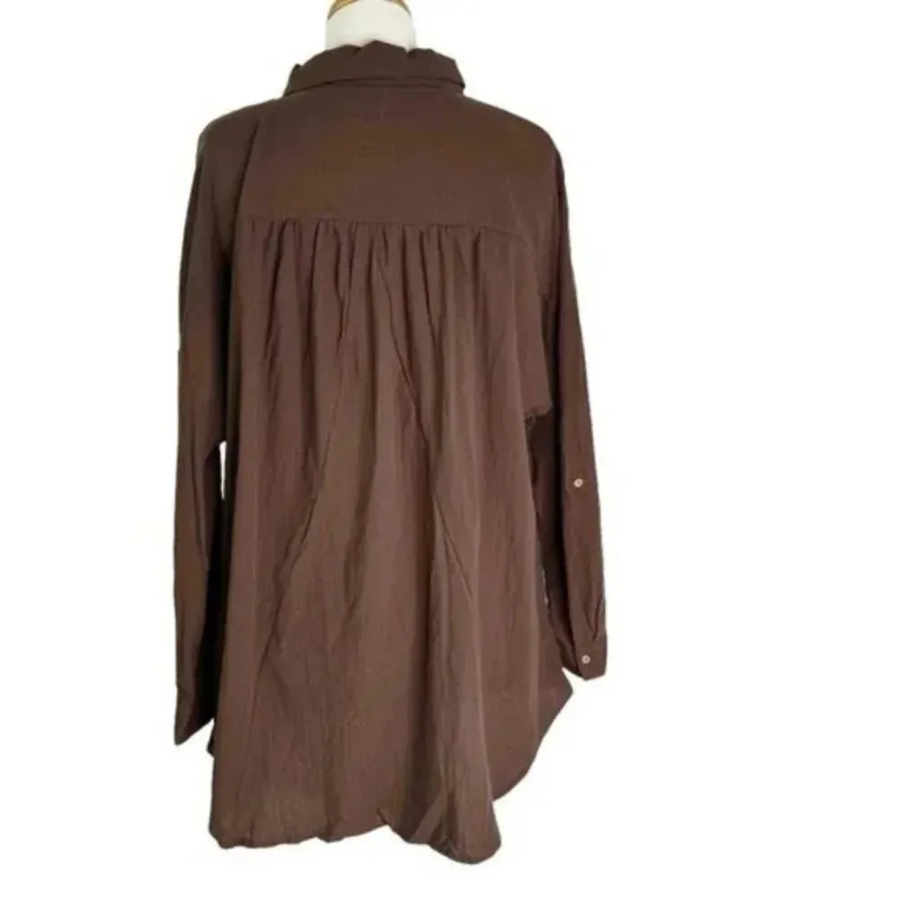 Cotton On Body Organic Cotton Swim Cover Up Beach Shirt Chocolate Size M NWT - Image 6