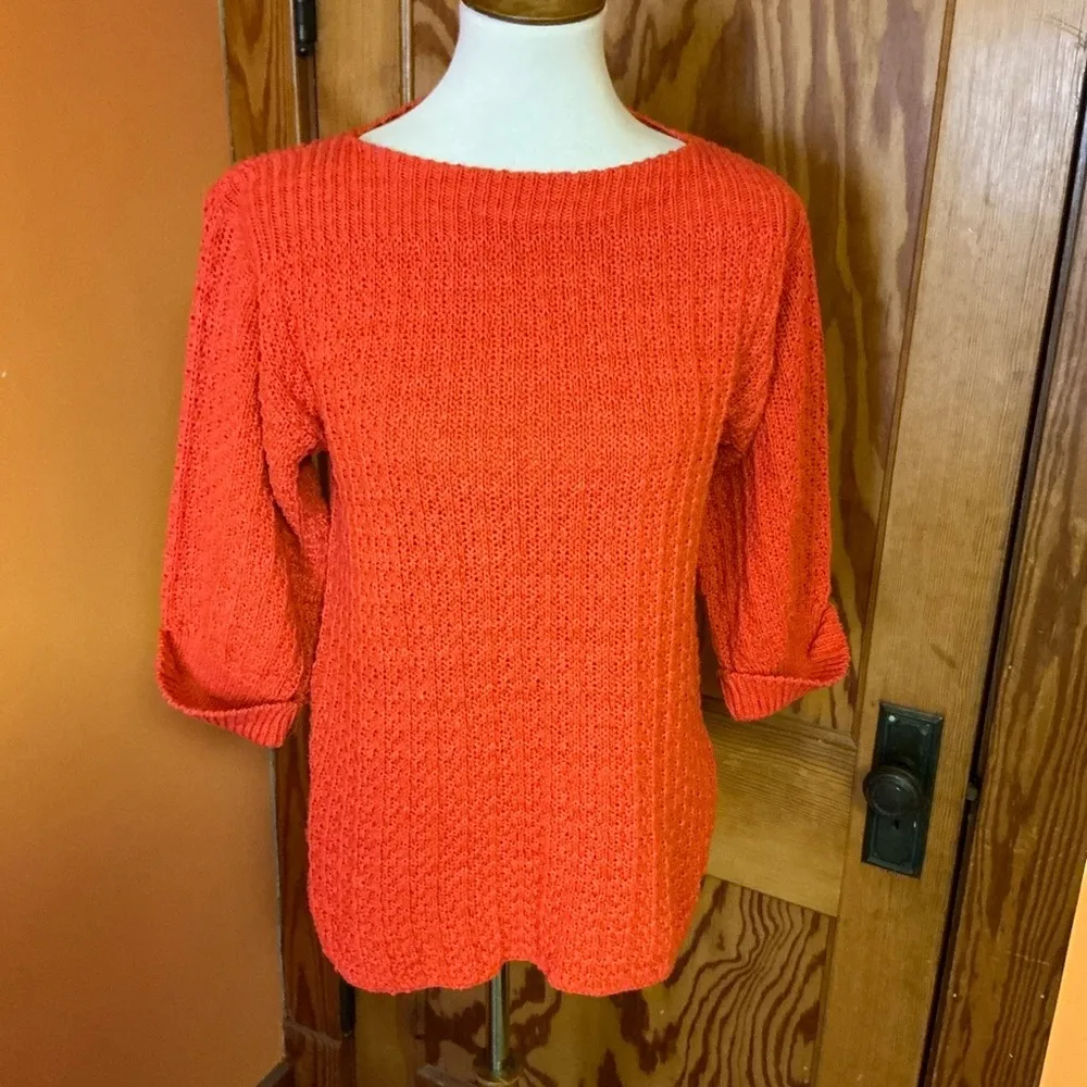 Vintage 70s 3/4 bell sleeves Red Sweater Size L - Image 4