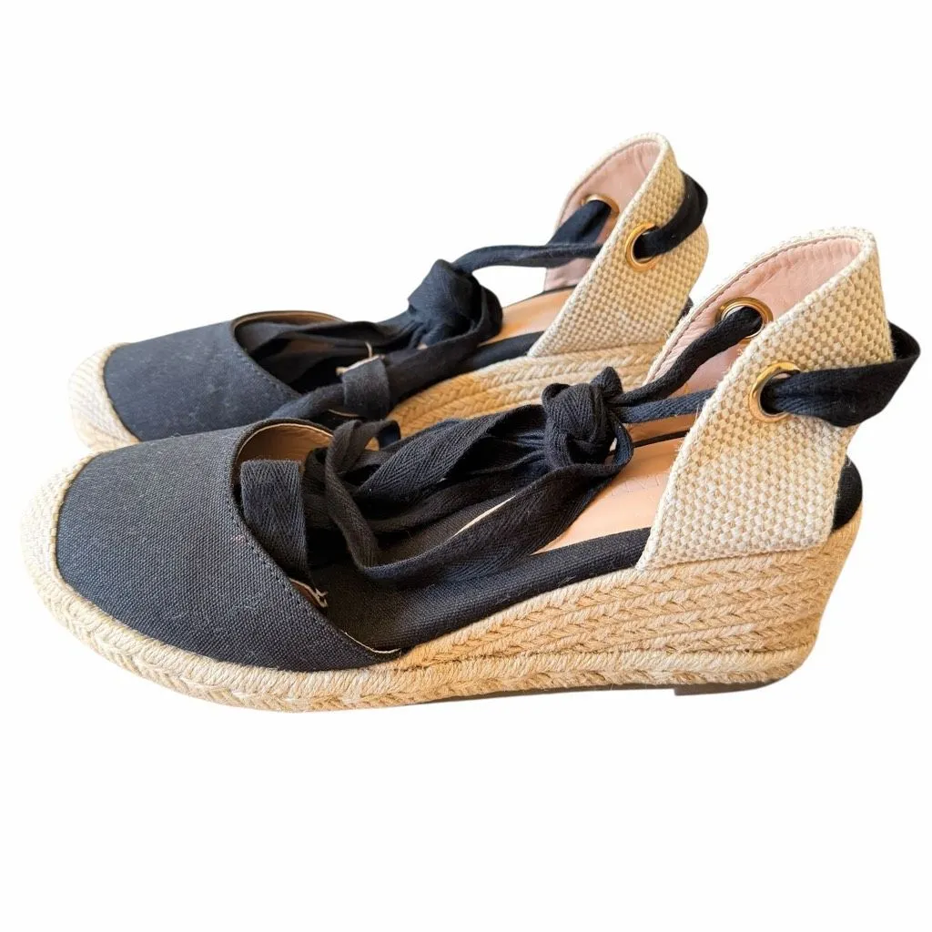 Ruanyu Womens Platform Espadrille Sandals Lace Up Closed Toe Summer Wedge Sandal Black Size 7.5 - Image 2