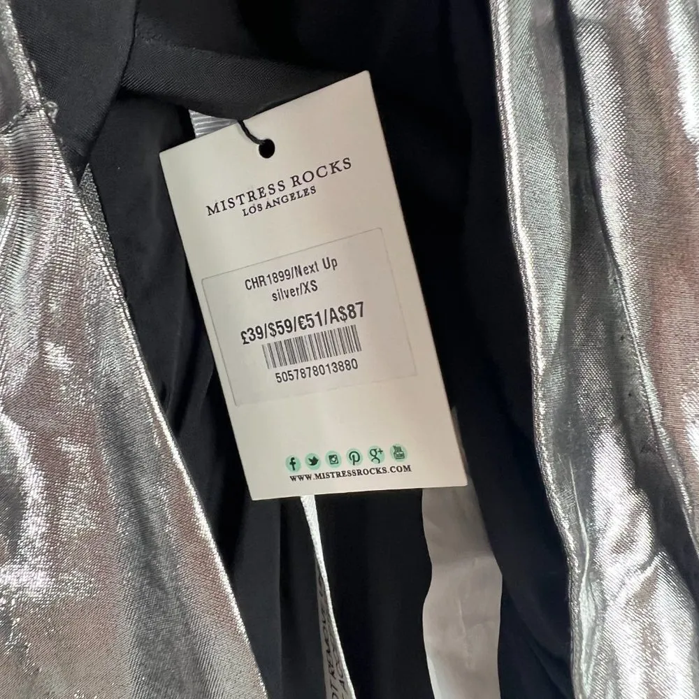 NWT  Next Up Metallic Silver Mini Skirt Size XS NEW - Image 6