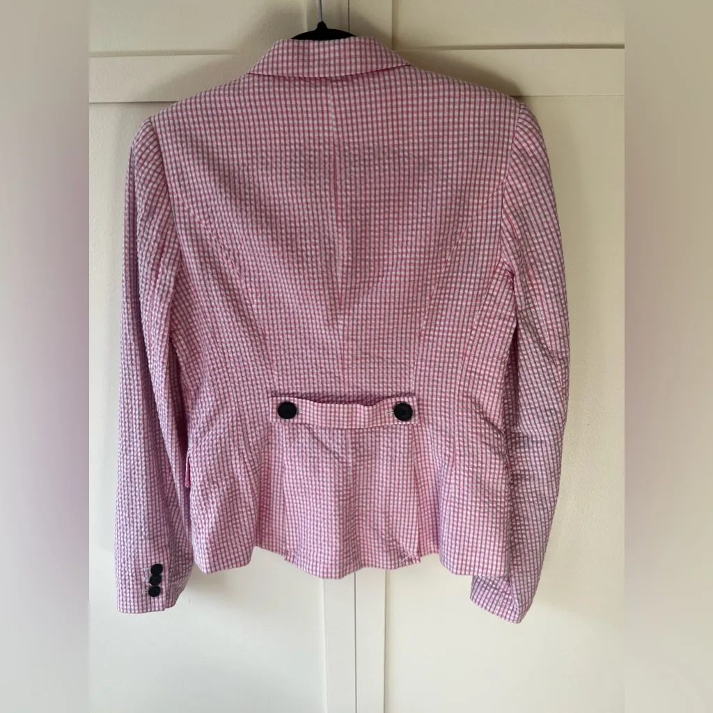Jack Wills Women’s Pink Searsucker Gingham Blazer Size 8‎ - Image 4