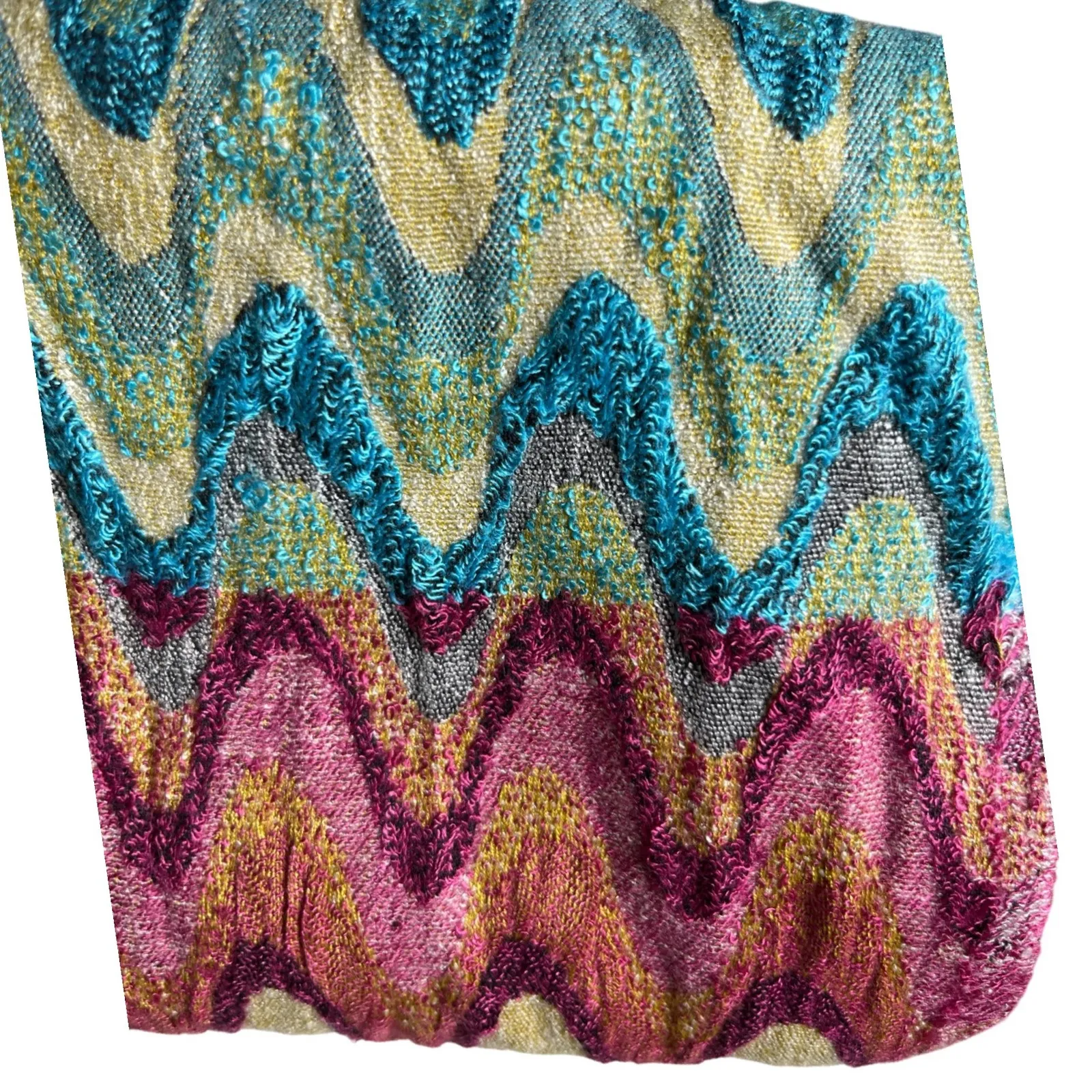 Boho Zig Zag Chevron Woven Wrap Scarf Multicolor Fringe Tolani One Size - Image 7