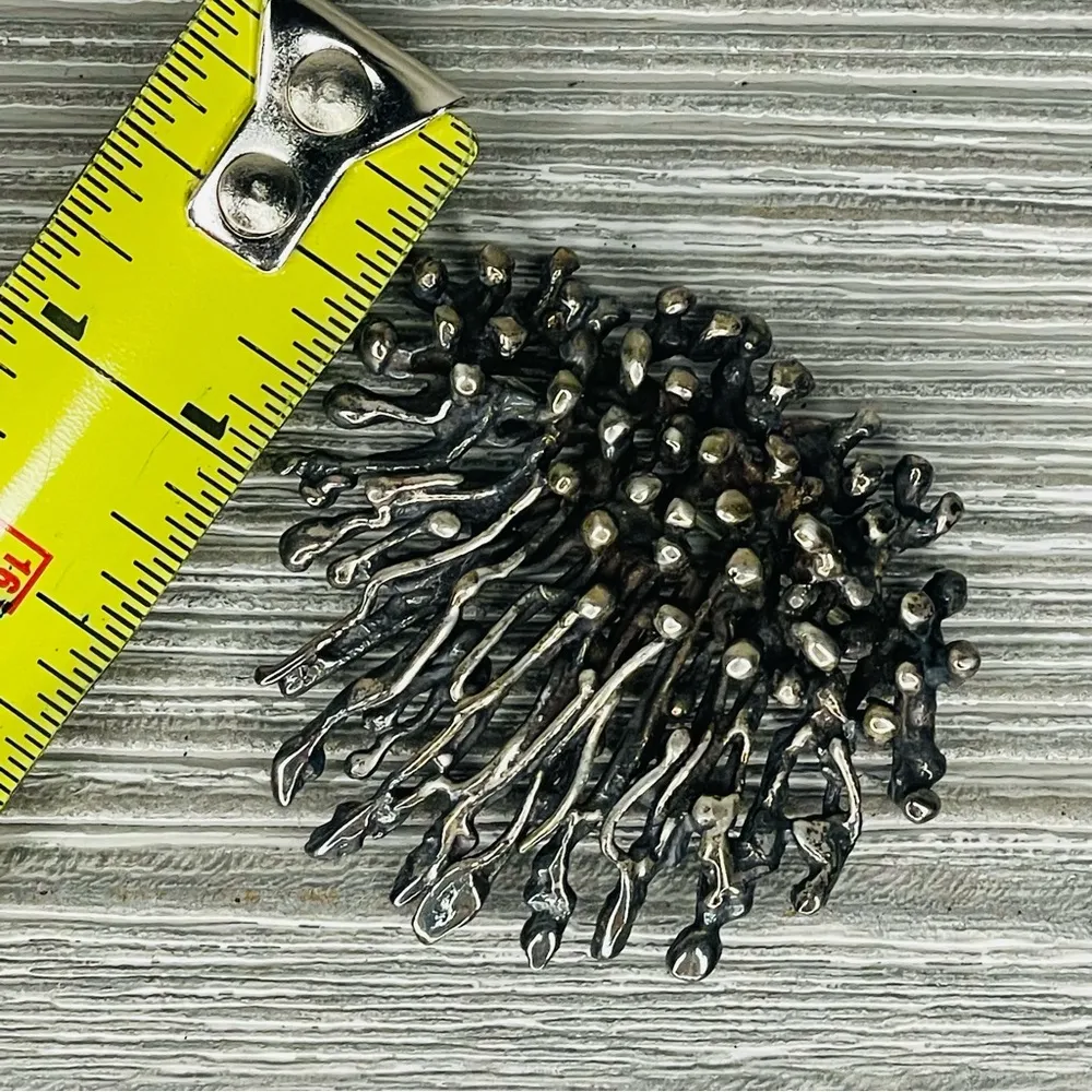 Vintage Unique sterling brutalist pendant brooch Jewlery pin burning bush Gray - Image 2