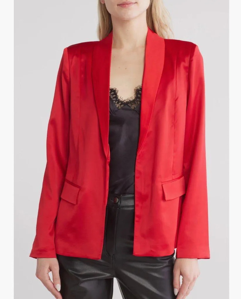 NWT Steve Madden Satin Shawl Collar Blazer Small, DARK RED - Image 2