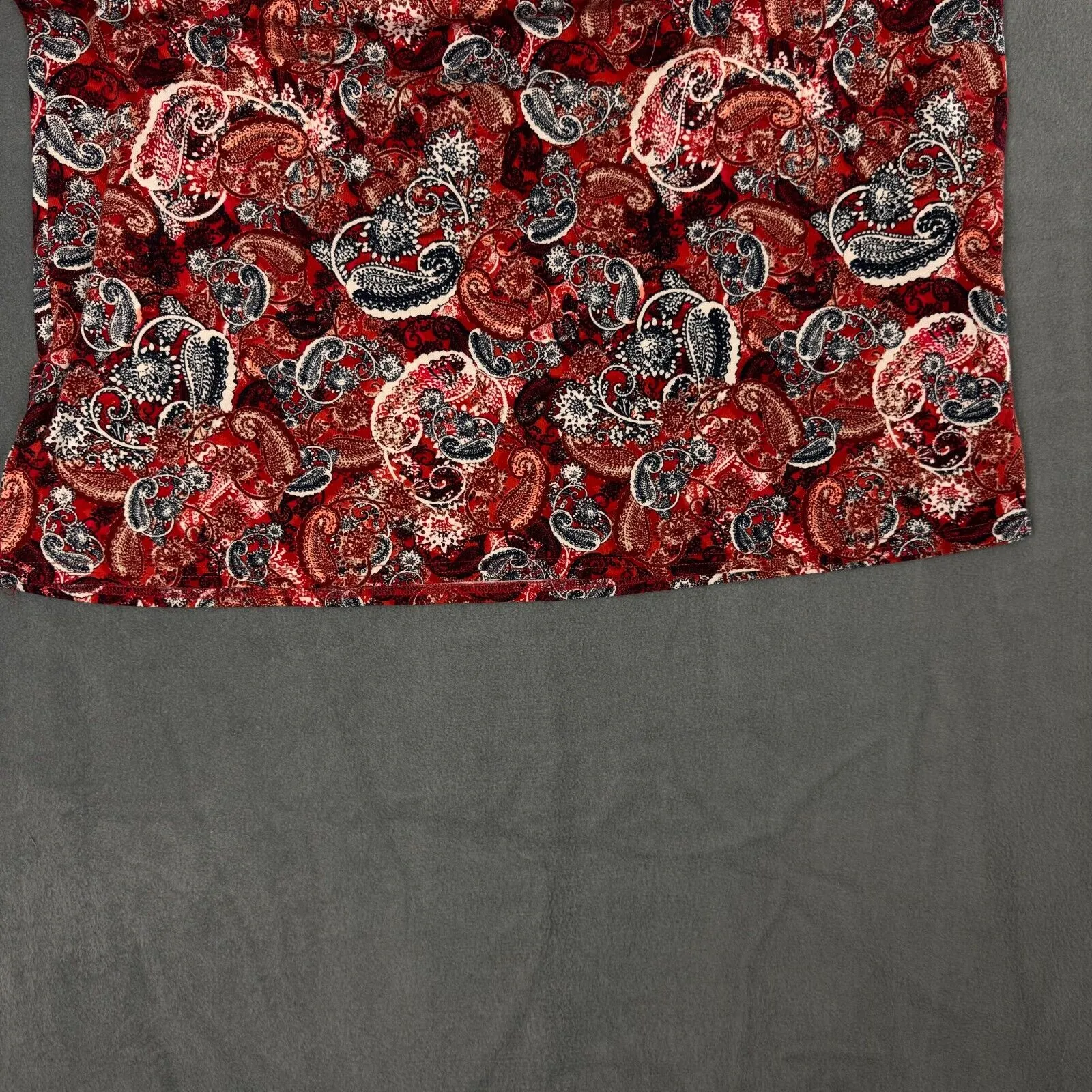 Garnet Hill Dress Small Paisley Print Organic Cotton Maxi Sleeveless Pockets Red - Image 6