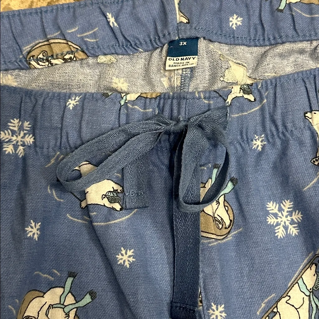 Old Navy Mid-Rise Printed Flannel Pajama Pants NEW Bears That Sleigh  3X - Image 7