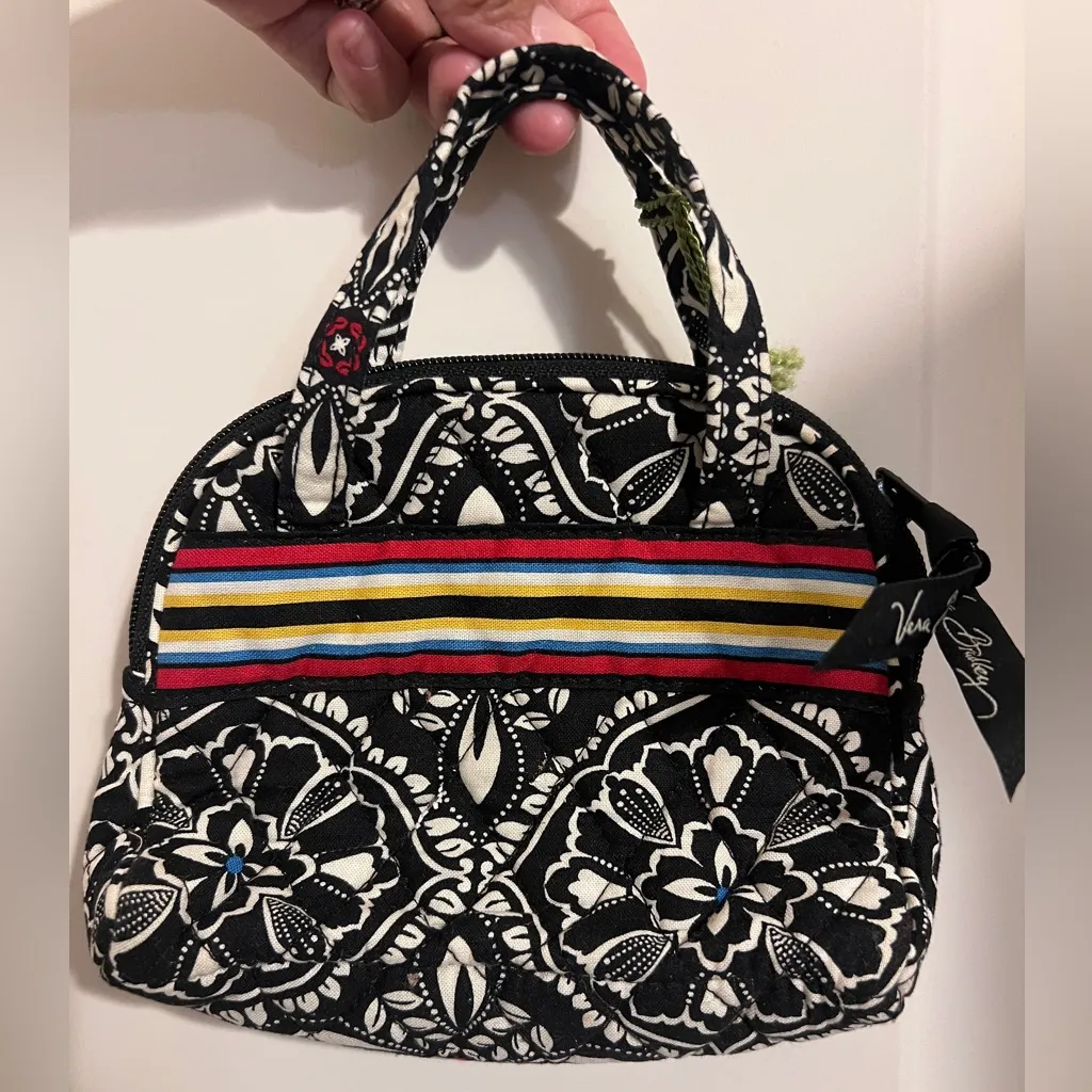 Vera Bradley Audrey Barcelona Mini Purse Bag Black White Floral - Image 2