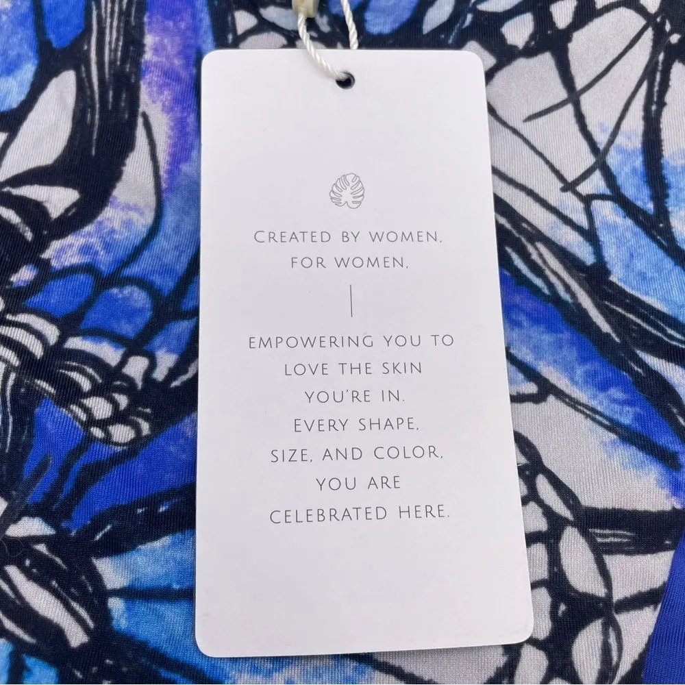 NWT Toluca Swim Gia Ruched Maxi Bottoms Adonis Print Blue Butterfly Size Medium - Image 8