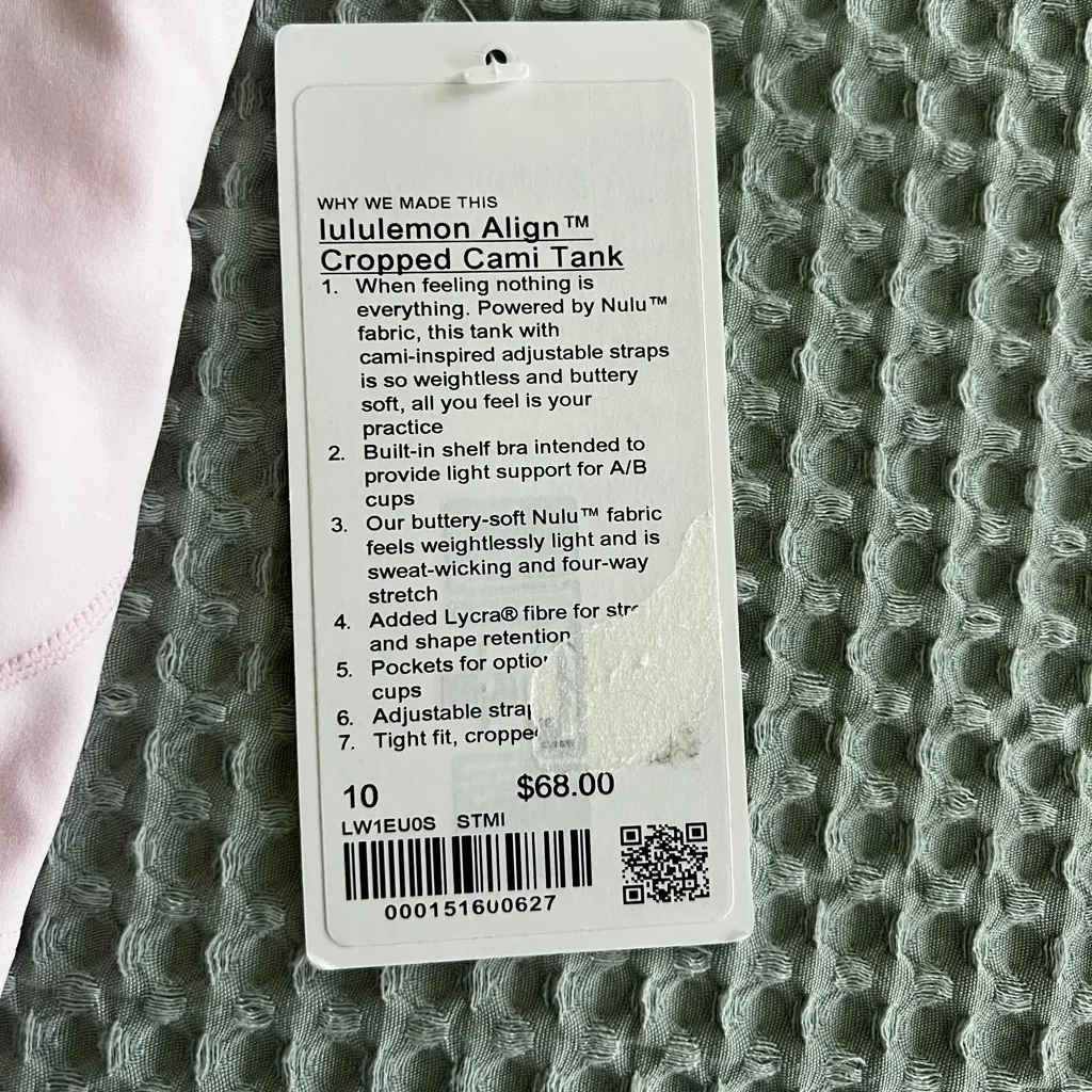 NWT Lululemon Align Cropped Cami Tank
Strawberry Milkshake
Size 10 - Image 3