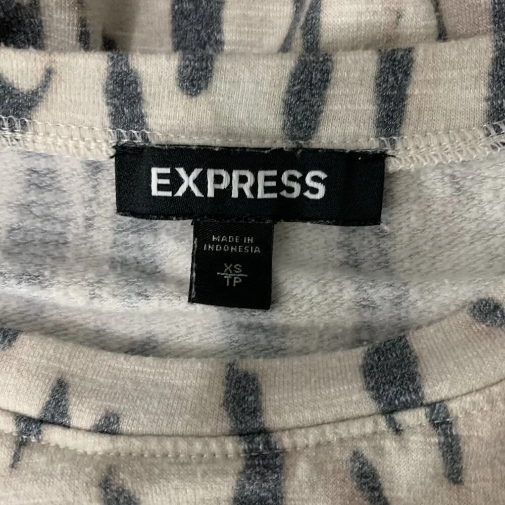 Express Lounge Top XS Multicolor Fuzzy Knit Long Sleeve Cozy Vibes - Image 5