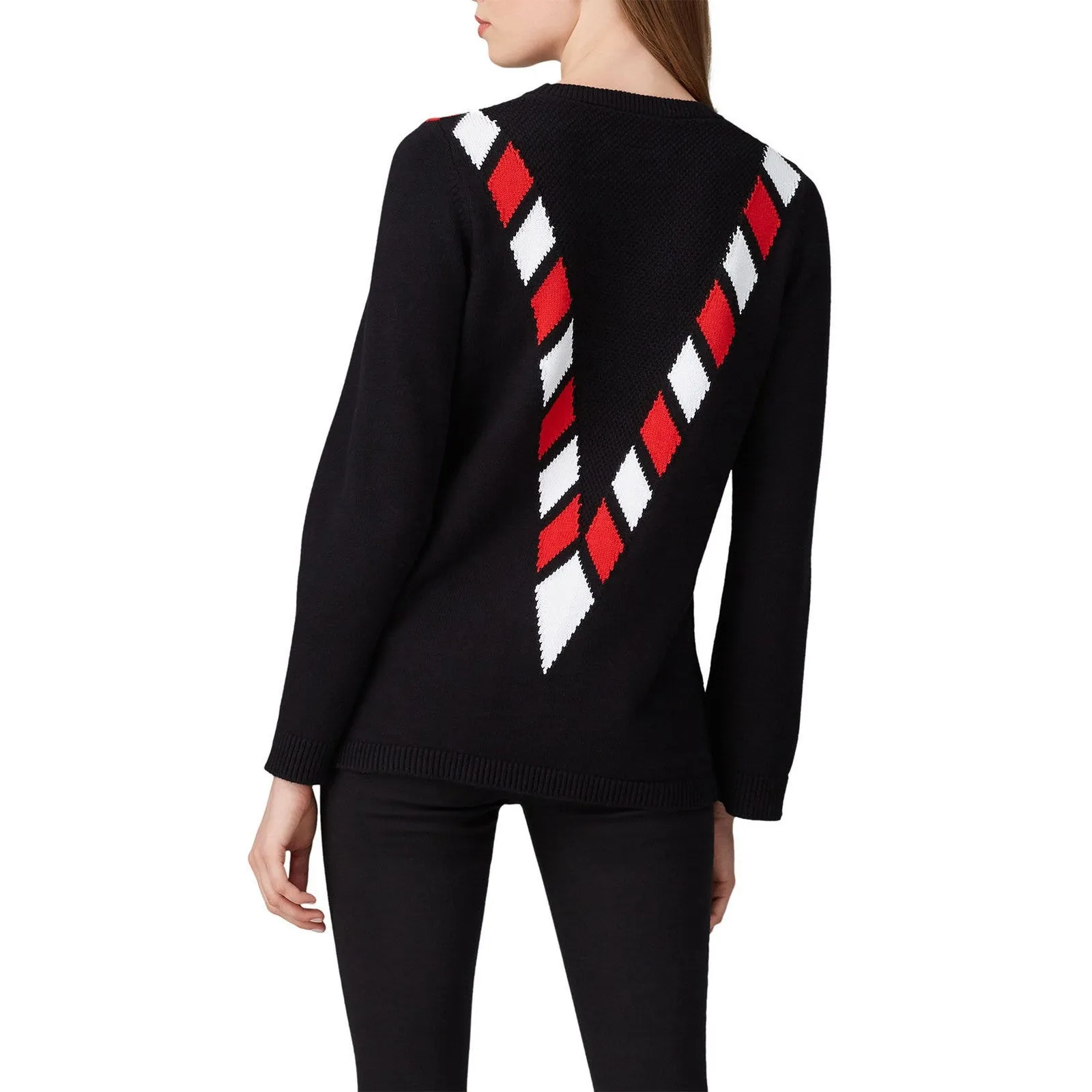 VICTOR GLEMAUD Black Red White Candy Detail Cotton Cashmere V Front Sweater S - Image 2