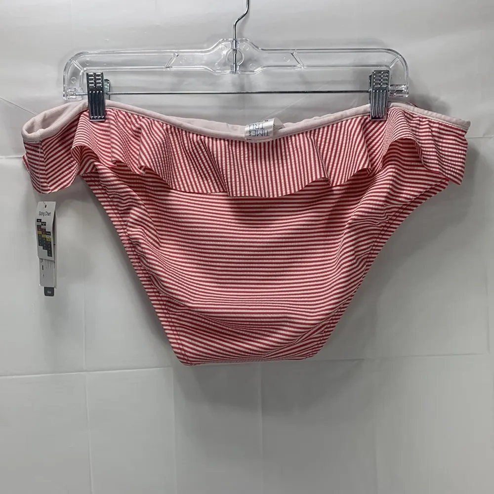 Time And Tru Seersucker Striped Red and White Bikini Bottoms Swim NWT Size XL - Image 5