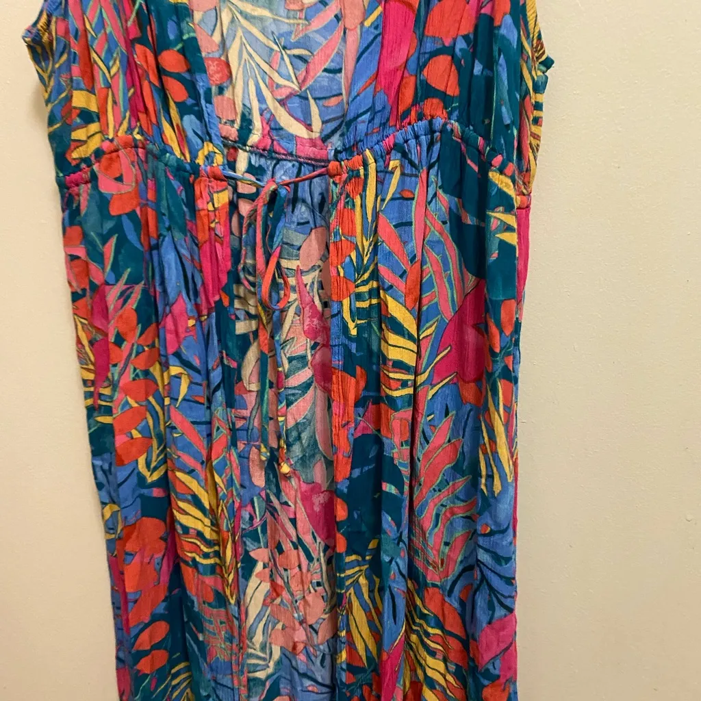 Kona Sol Womens Duster Swim Cover Up Dress L XL Tropical Floral Print Beach - Image 5