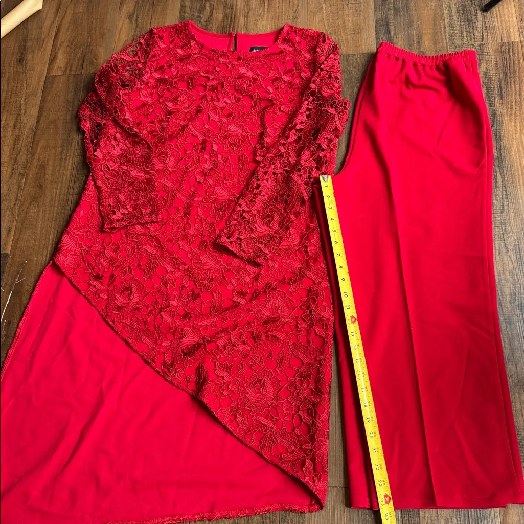 Ashro Elegant Red Lace Set Size 14 - Image 14