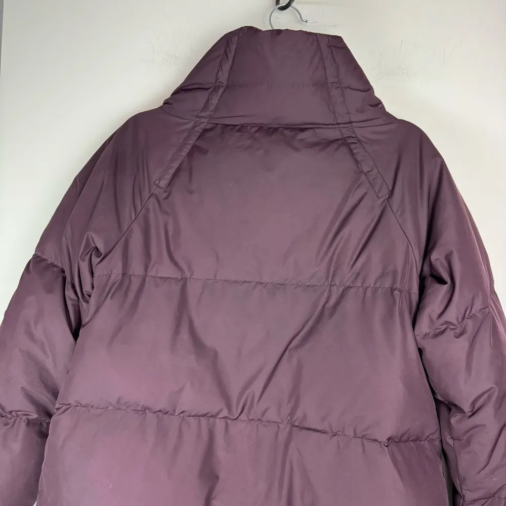 Garnet Hill Down Puffer Jacket Coat Sz 12 Plum Purple High Neck Button - Image 14