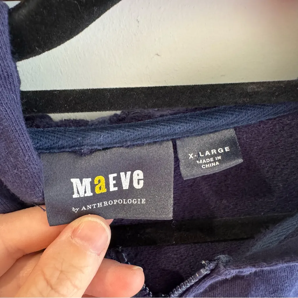 Anthropologie Maeve Cary Darted Zip-Up Hoodie Navy XL - Image 5