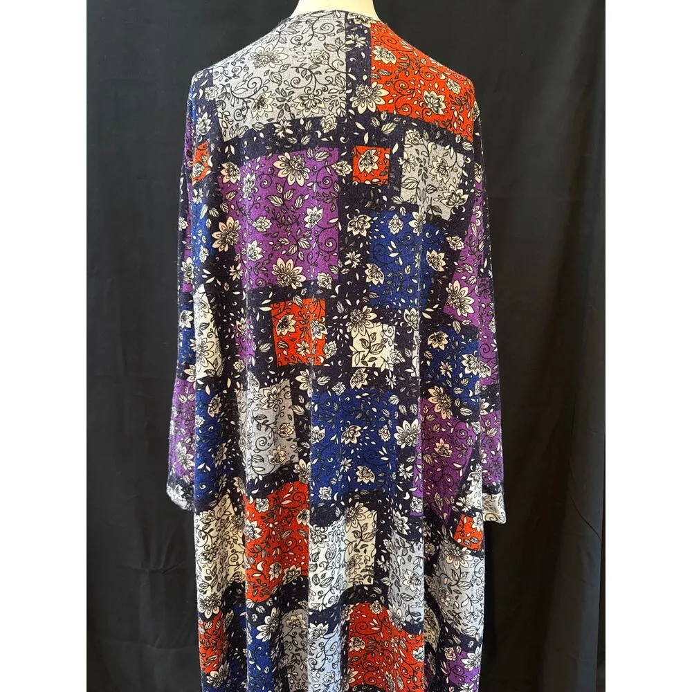 Women’s LulaRoe Long Multicolor Floral Patterned Sweater Cardigan Sz XL - Image 3