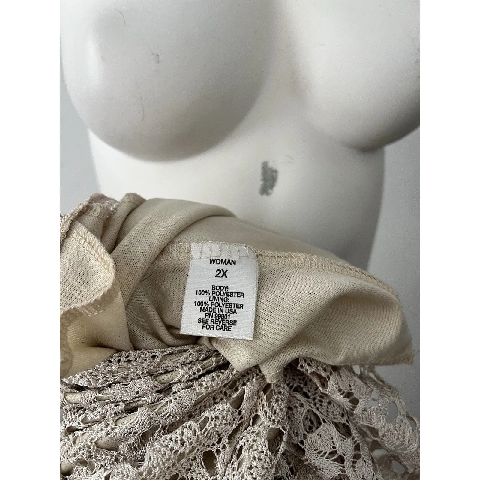 Vtg Dressbarn Crochet Tunic Top 2XL Festival Y2K Fairy Western Ranch Barn Hippie - Image 3