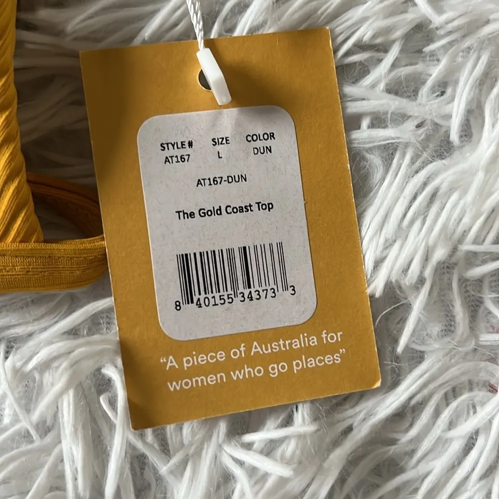 Andie womens The Gold Coast Ribbed bikini Top in Dune size Large - Image 3