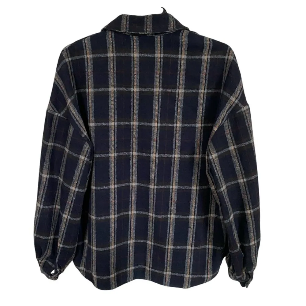 women's PS black plaid long sleeve collared button down flannel shirt - Image 7