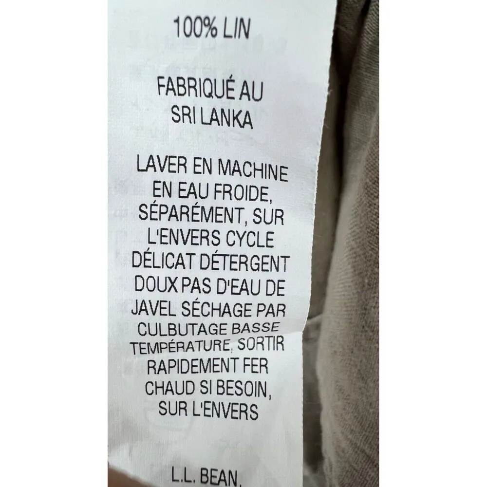 LL Bean Capri Pants Women 24W Beige Linen Classic Fit Drawstring Coastal Resort - Image 13