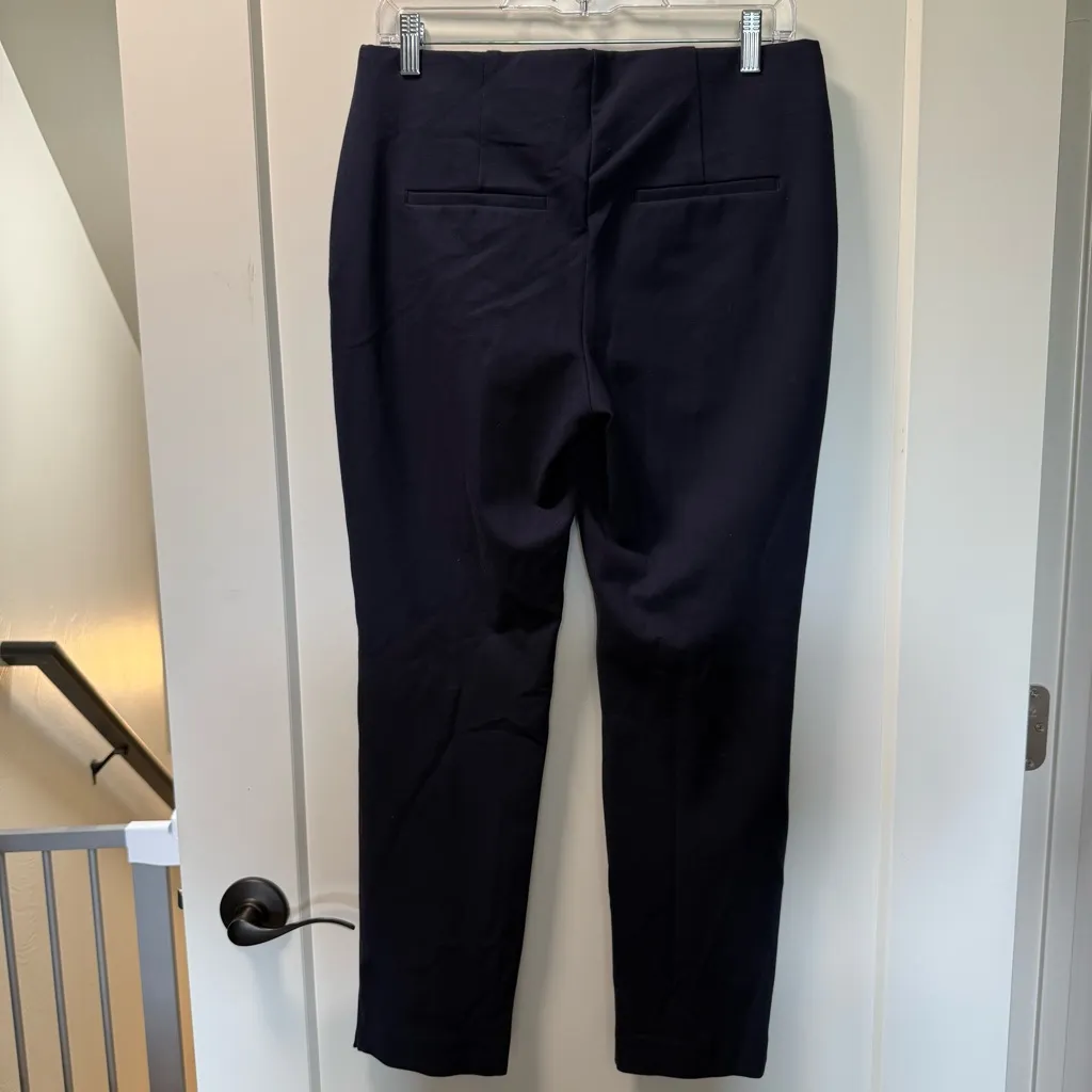 Chico's Pull On Navy Blue‎ Dress Pant Trouser Capri Pleated Business Casual 6 - Image 3