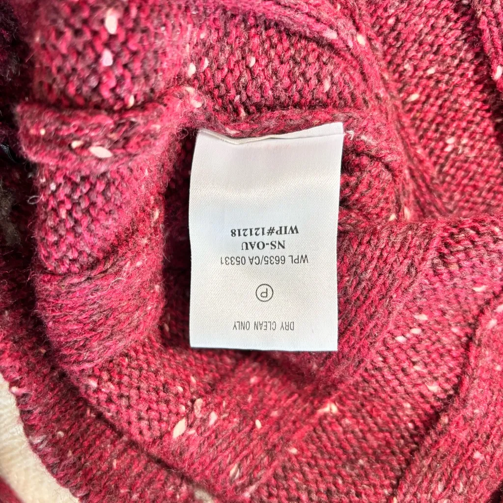 Woolrich Wool Blend Ruby Heather 1/4 Zip Mock Neck Sweater Speckled Ribbed Size M - Image 11