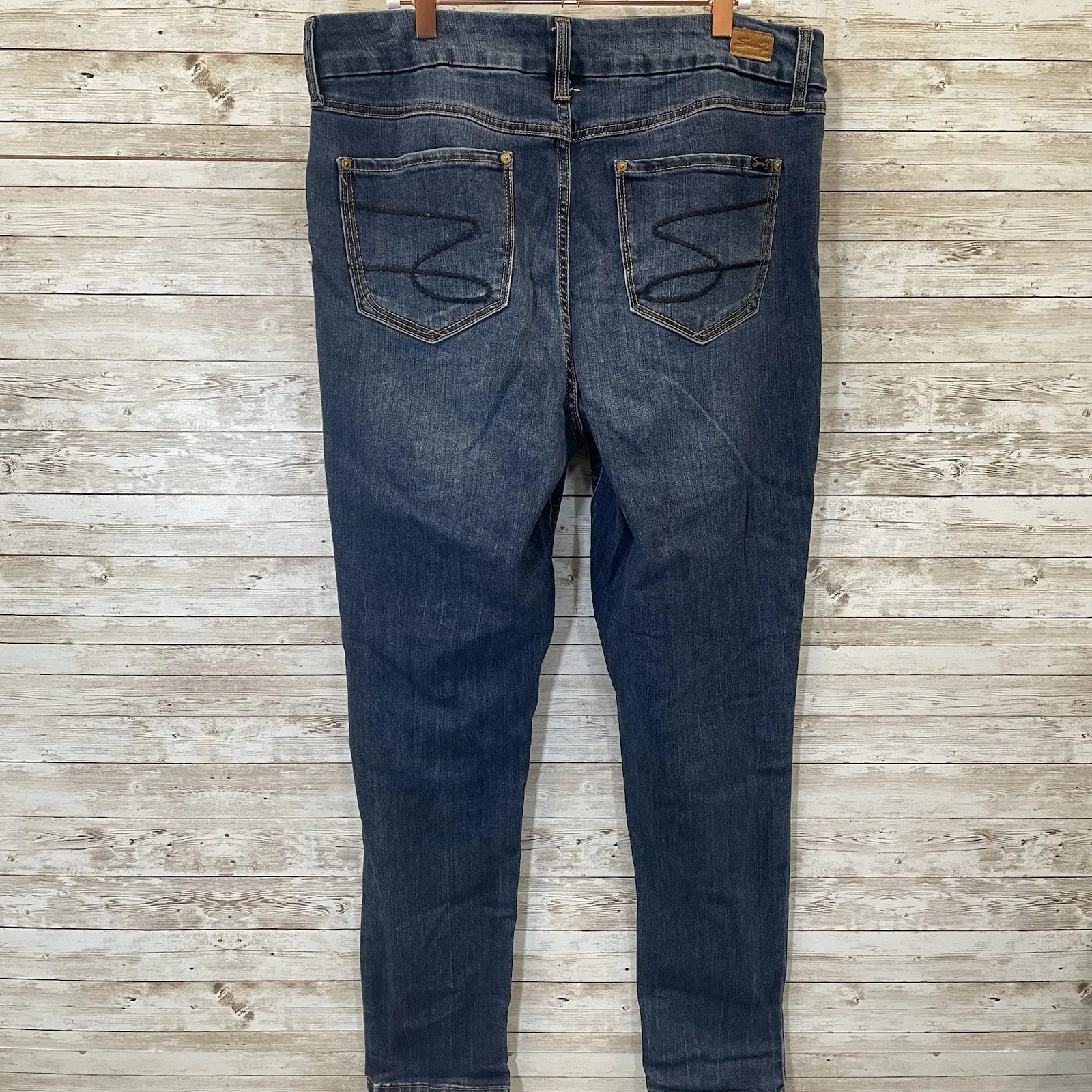 Seven 7 Womens 16 Jeans Blue Tummyless High Rise Skinny Fit Stretch Med Wash - Image 6