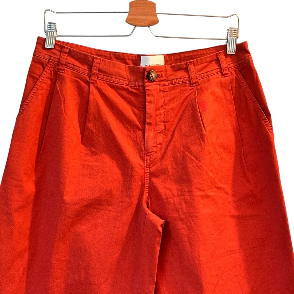 NWT Anthropologie orange baggy woman’s  Wide-Leg high rise Pants size 8 - Image 11