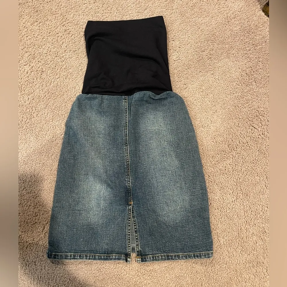 Maternity BELLA BAND Tube denim stretchable Mini Dress Black - Image 6