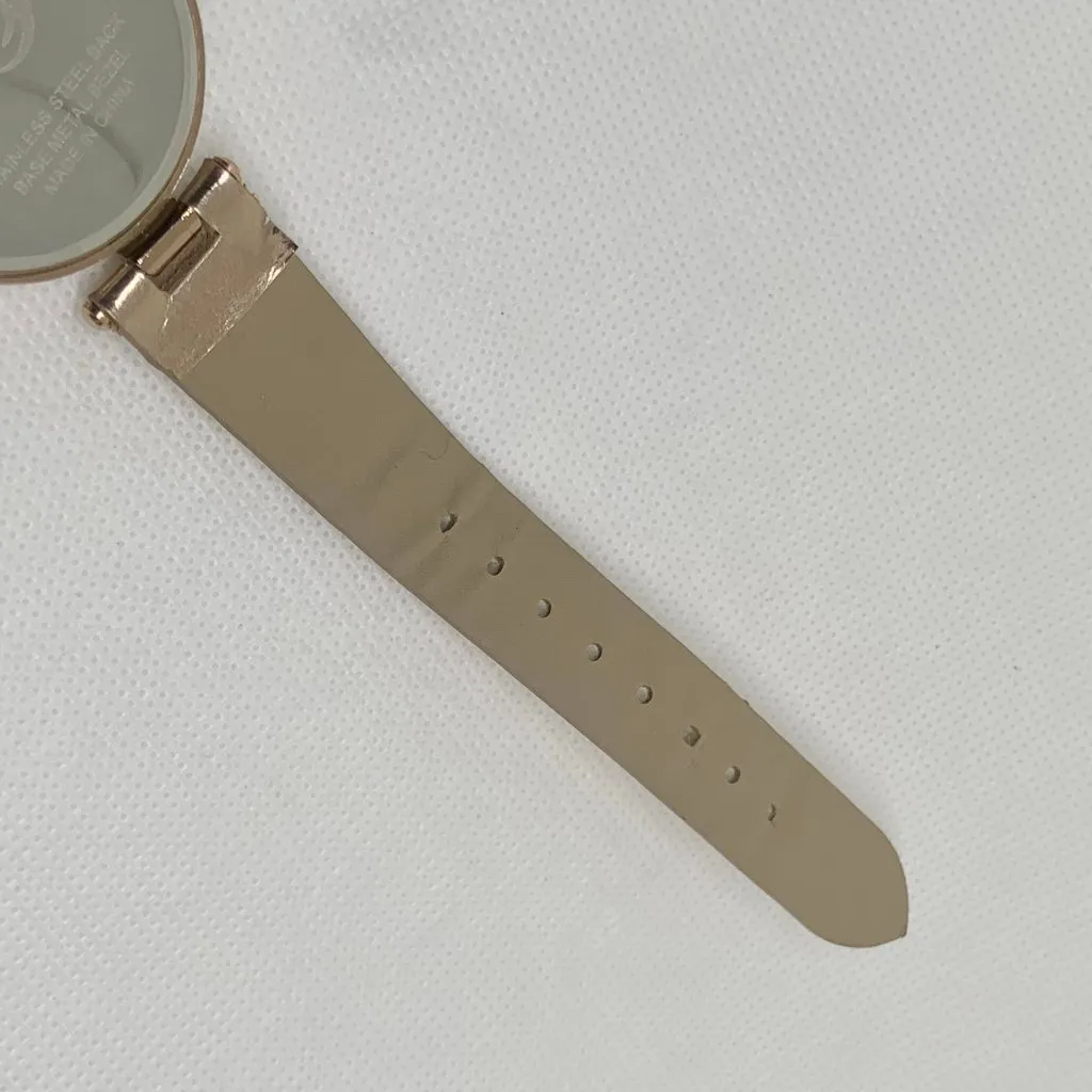 Elizabeth Taylor women rose gold tone watch 35mm quartz leather band running - Image 6