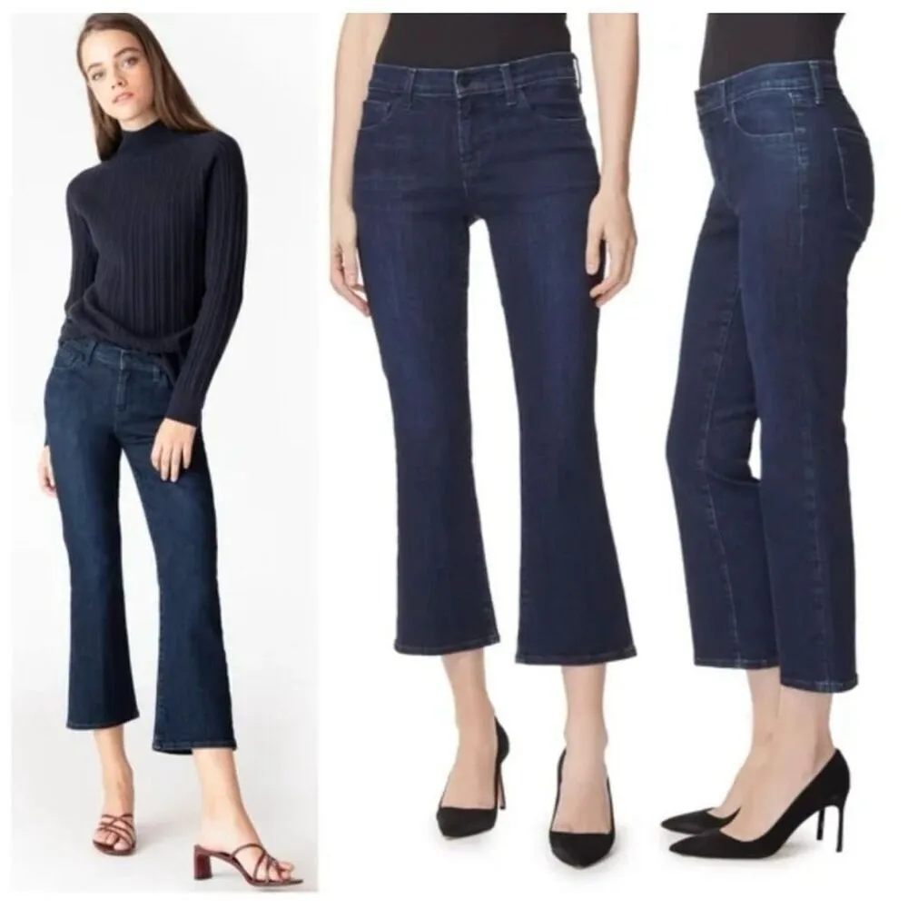 J brand Selena Mid Rise Crop Boot Jeans Dark Wash Indigo Blue Denim 28 Flare Leg - Image 2