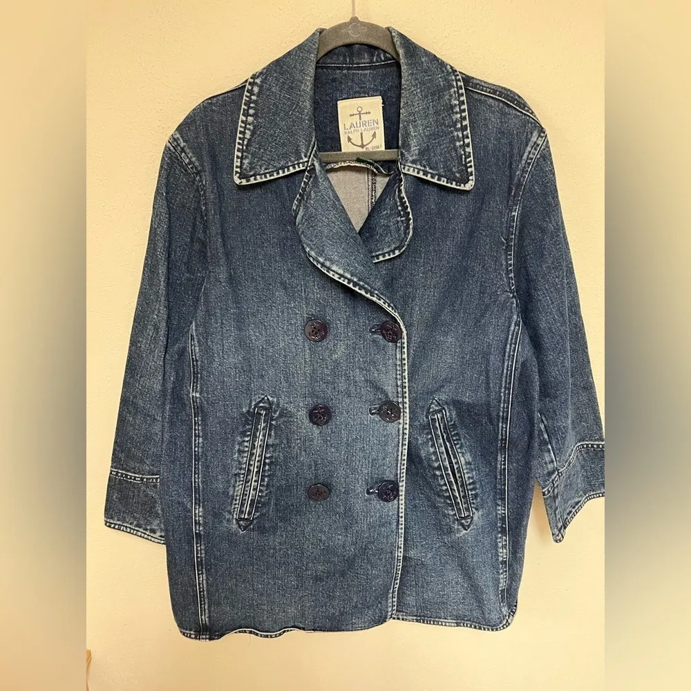 Vintage Lauren Ralph Lauren Denim Double Breasted fisherman core jacket - Image 3
