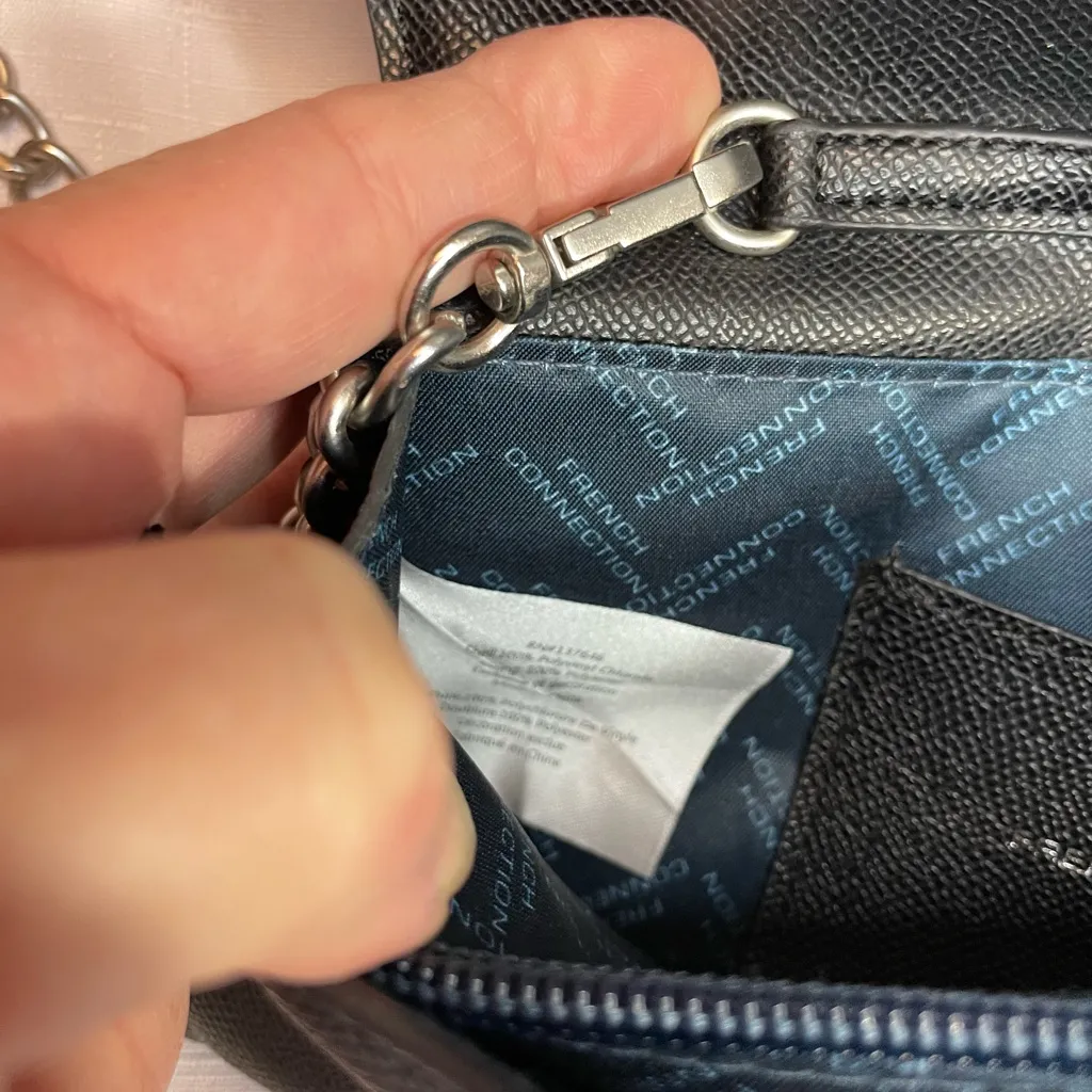 French Connection Black Leonie Cavier Texture Shoulder Bag Purse - Image 10