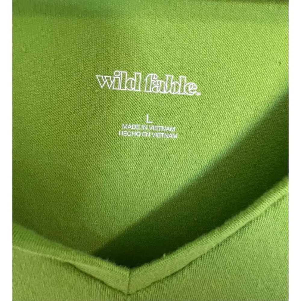 Wild Fable Lime Green V-Neck Short Sleeve Crop Top - Image 2