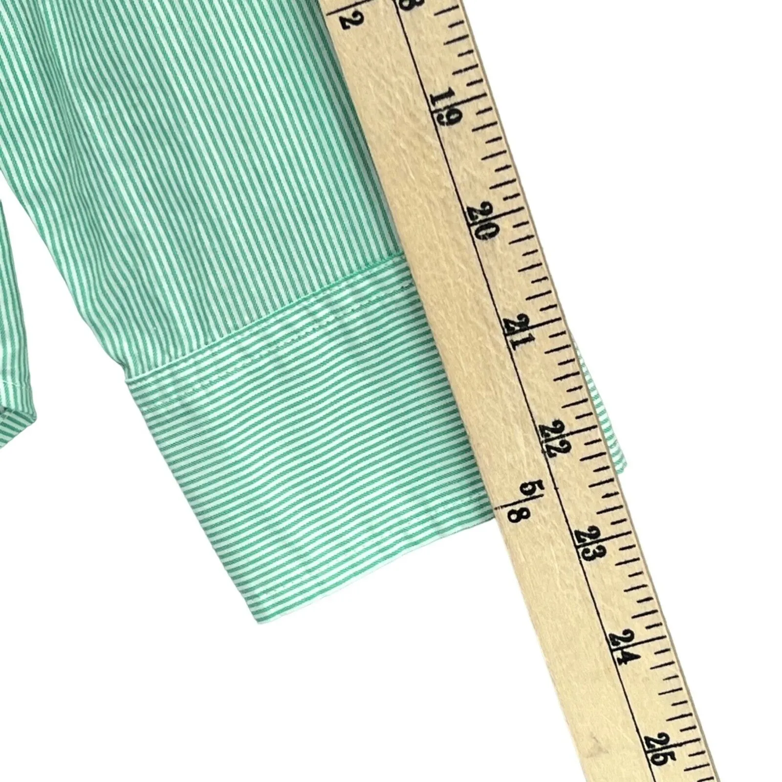 Everlane Shirt Womens XXS Green Button Down Cotton Striped Long Sleeve Classic - Image 10