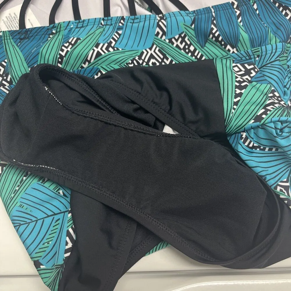 Jantzen One Piece Tropical V-Neck Padded Ruched Swimsuit Size 16 - Image 13