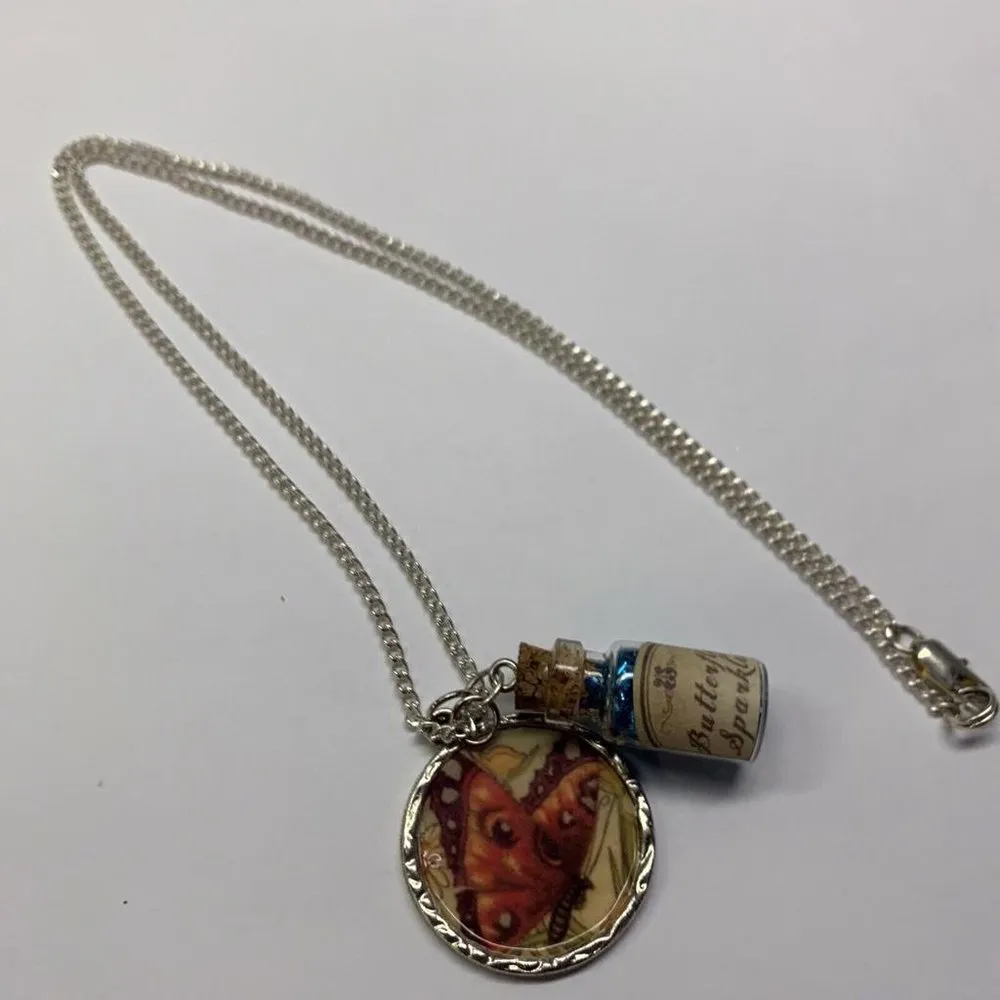 Butterfly “Butterfly Sparkles” Silver Tone Costume Jewelry Necklace Pendants - Image 4