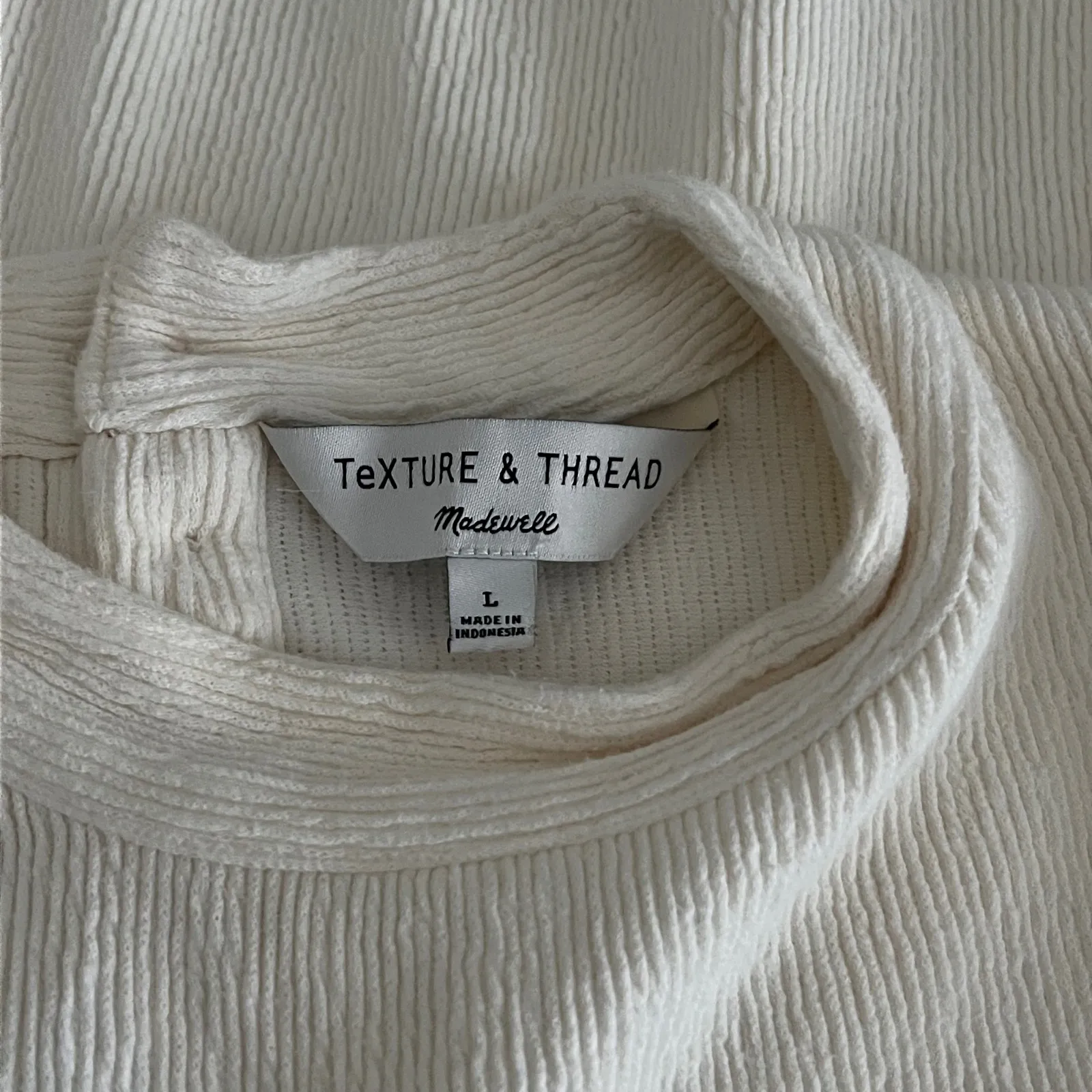 Madewell Texture & Thread Women's Ivory Mock Neck Ribbed Long Sleeve Size L - Image 4
