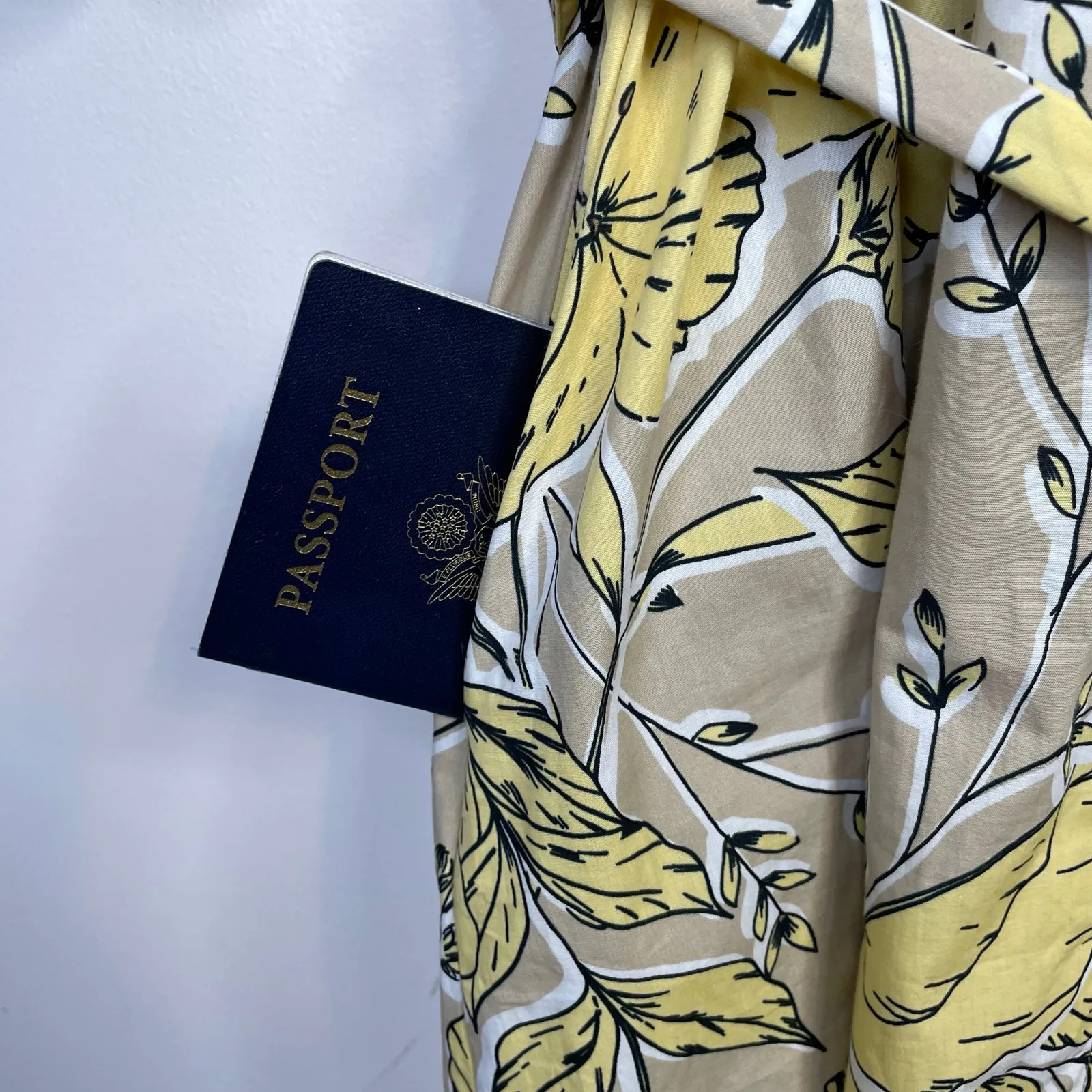 Anthropologie Josephine Puff Sleeve Button Cotton Midi Dress Floral Yellow XL - Image 8