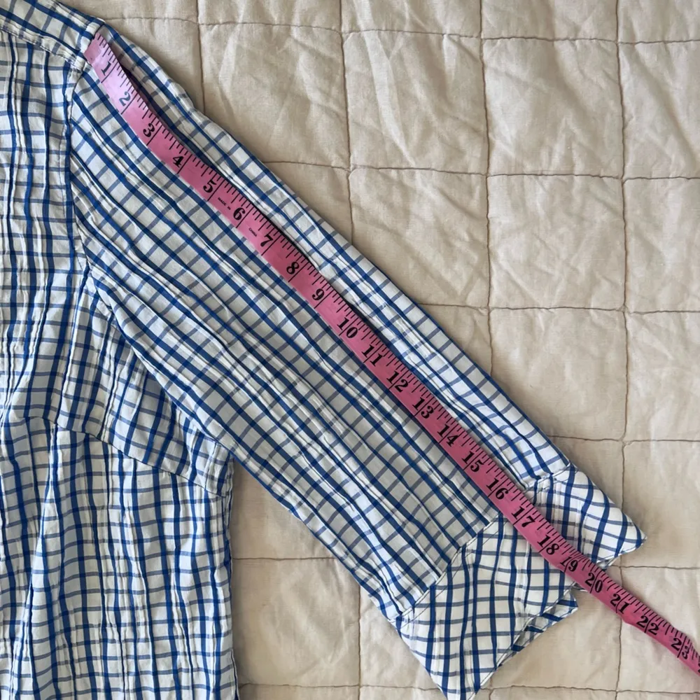 Foxcroft Womens Blue & White Mary Crinkle Gingham Combo Button Down Shirt - 22W - Image 8