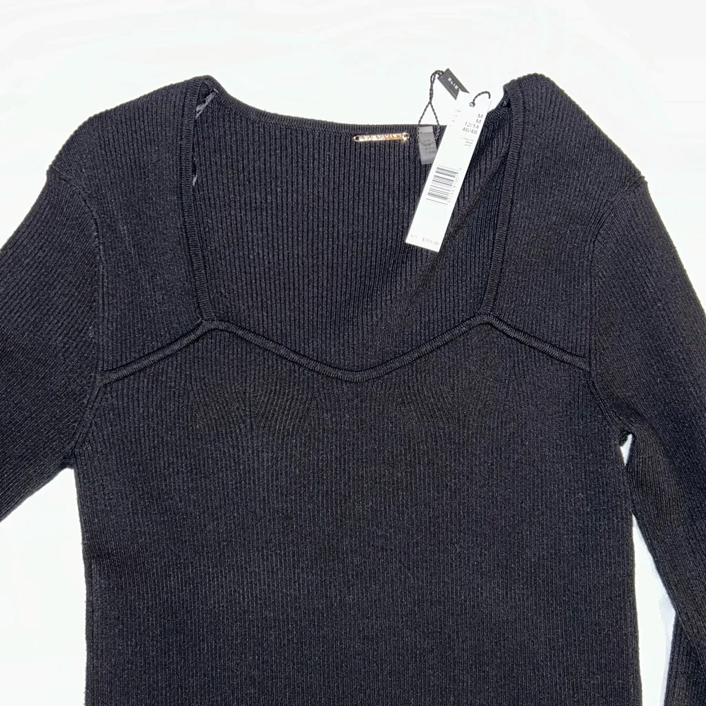 Elie Tahari Black Noir Sweetheart Neckline Women's Sweater - Image 2