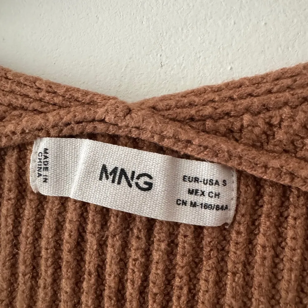 Mango Brown Ribbed V Neck Relaxed Sweater - Image 4