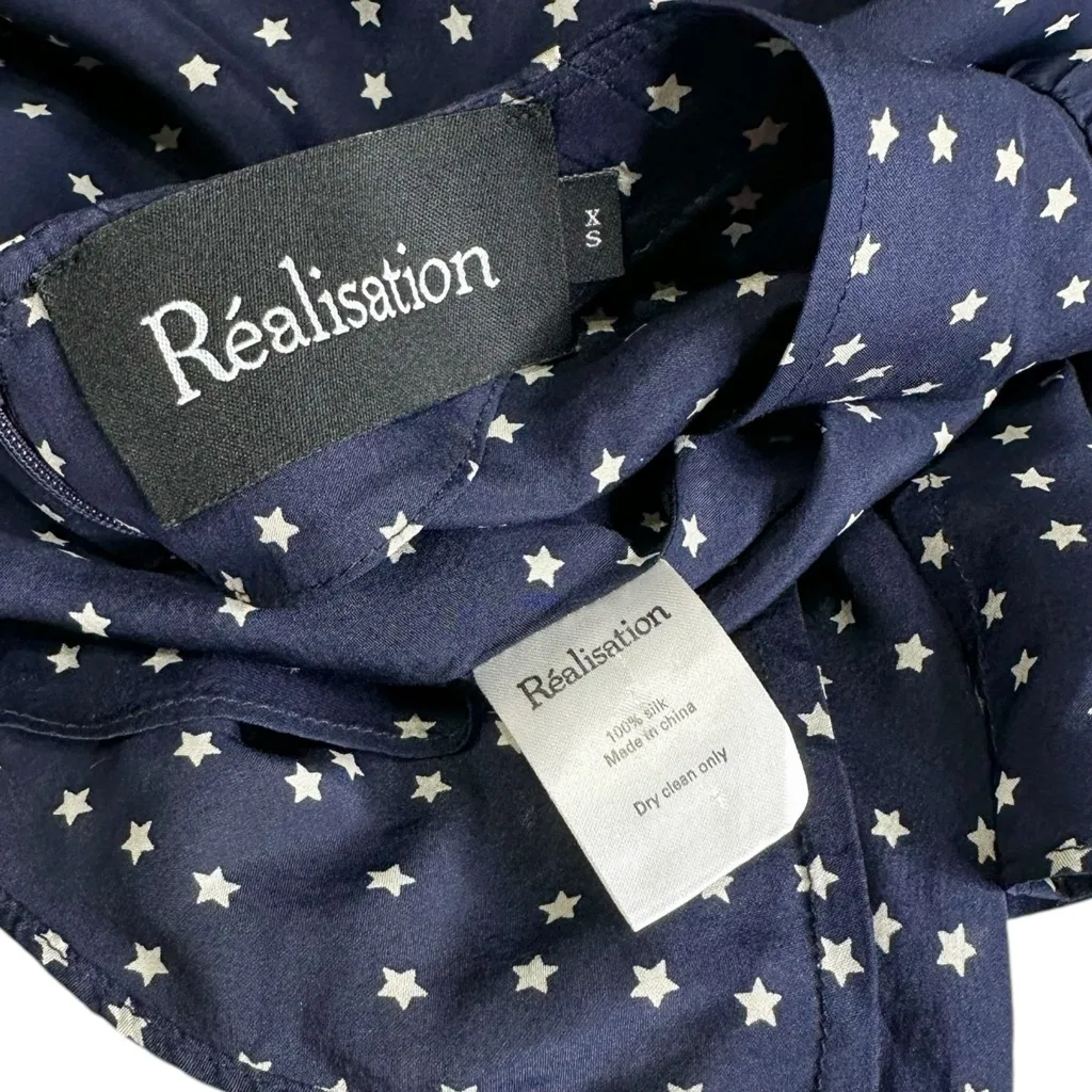 RÉALISATION PAR Ozzie Silk Mini Dress, Navy Star, XS - Image 10