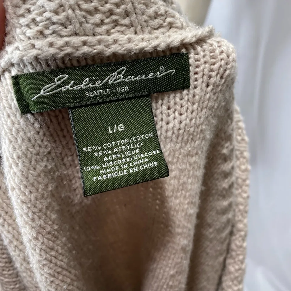 Eddie Bauer chunky knit sweater, shawl collar zipper front size Large - Image 5