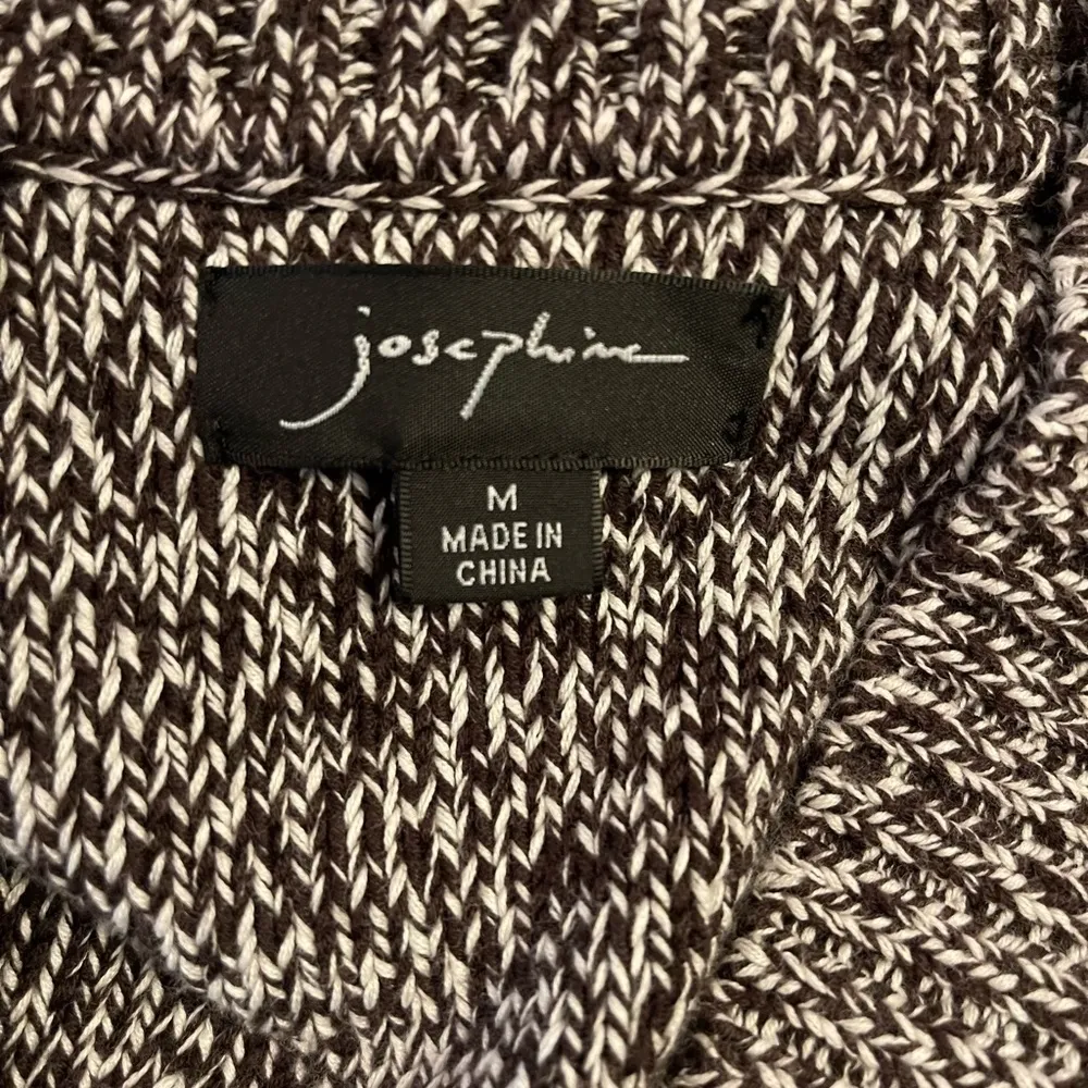 Josephine short sleeve fitted black & white knit cardigan w/2 metal buttons Sz M Size M - Image 5