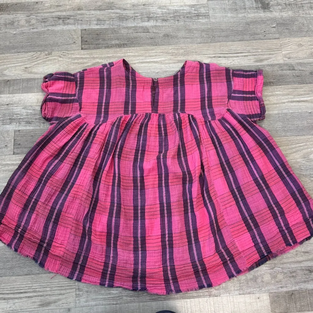 We The Free pink purple gauze oversized short sleeve swing top size XS M3 - Image 9